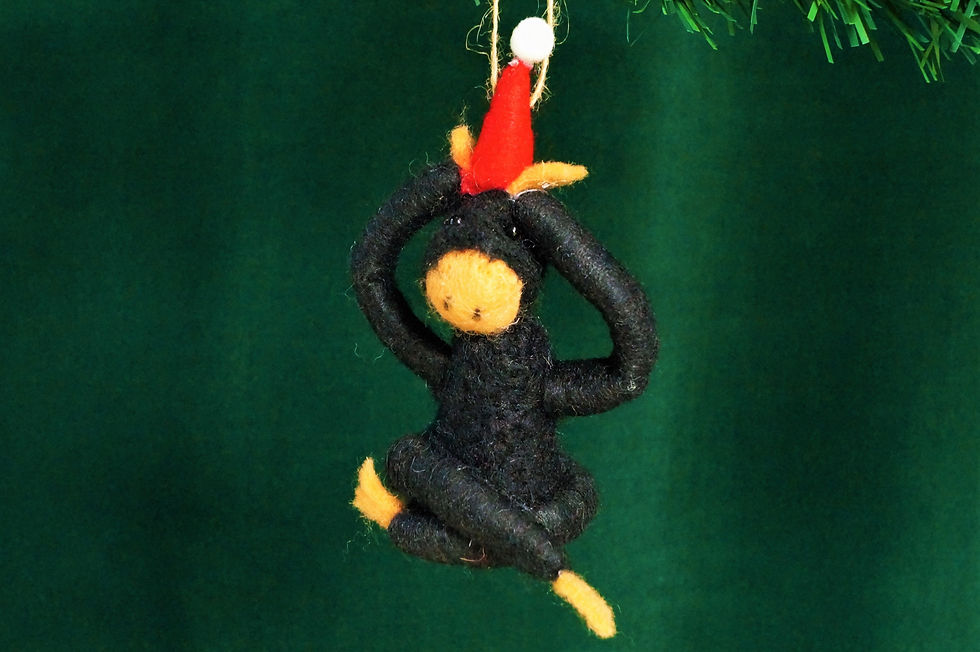 Yoga Affe - handgefilzter Christbaumschmuck