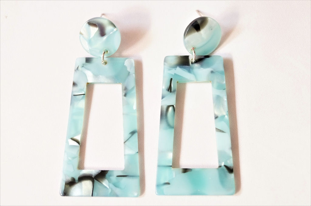 Vintage Look - Trapez! Fashion Ohrring aus Acryl - ca. 6,5 x 2,5 cm