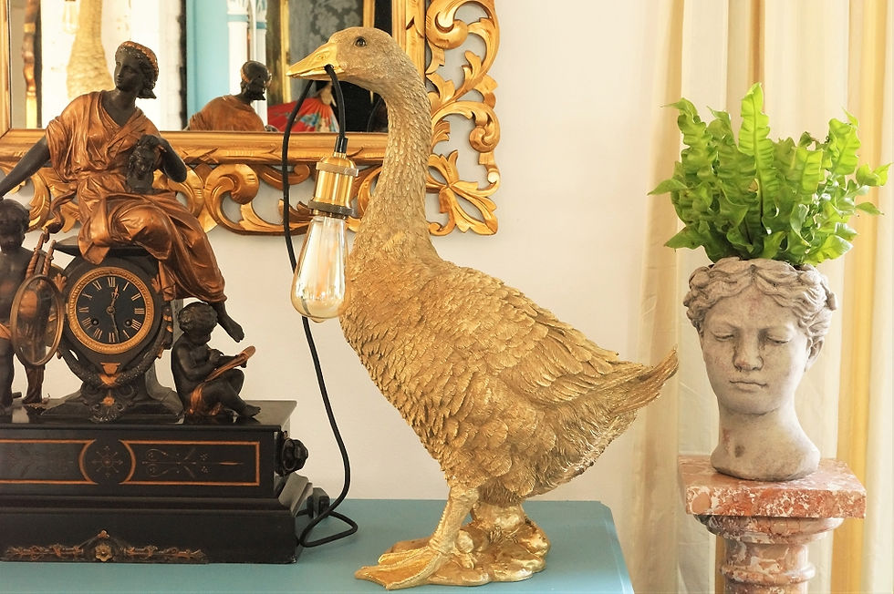 Miniaturbild: Goldene Gans – phänomenale, große Tischlampe –  ca. 62 cm