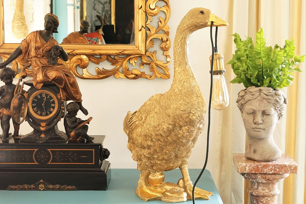 Miniaturbild: Goldene Gans – phänomenale, große Tischlampe –  ca. 62 cm