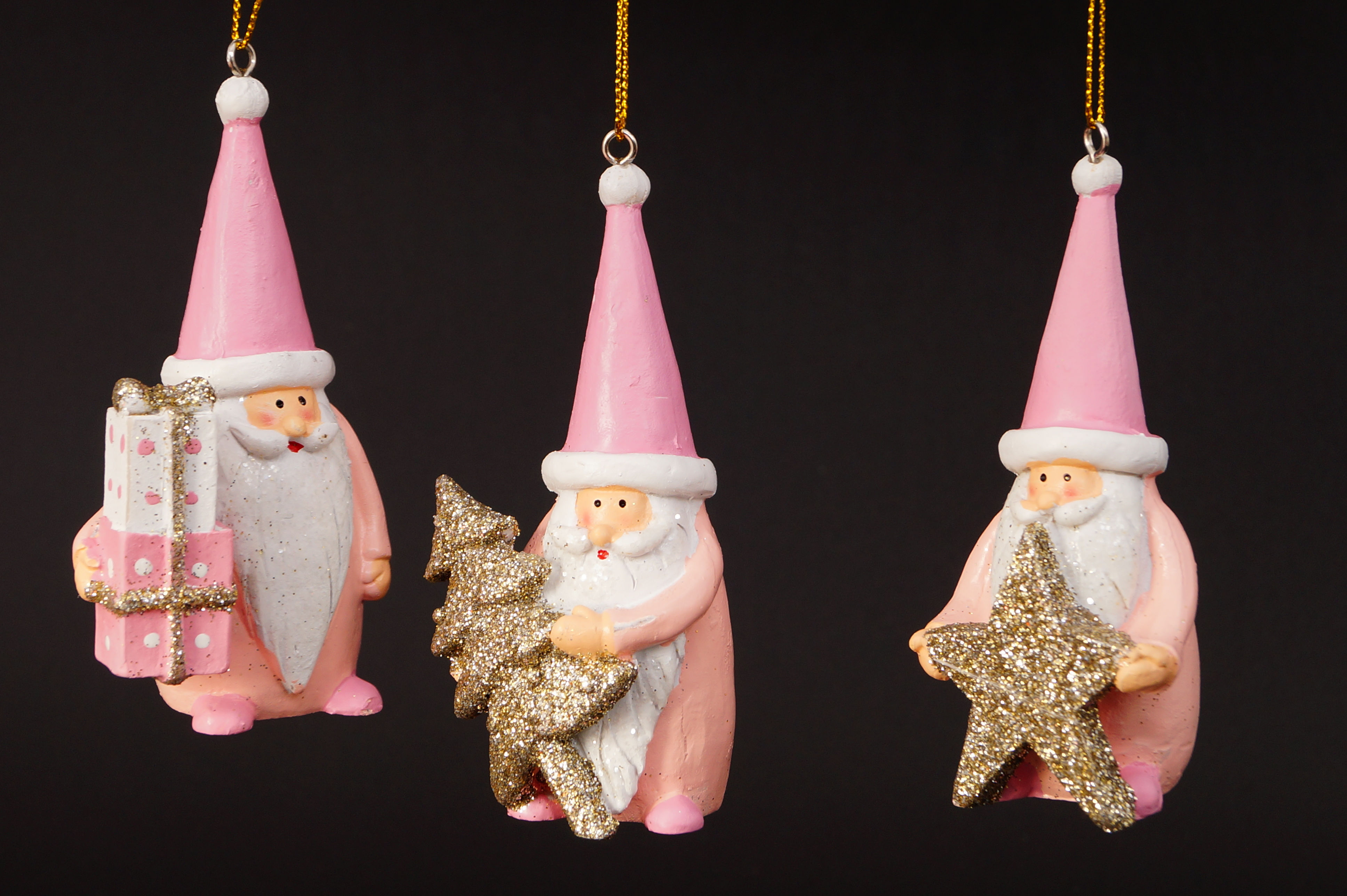 Herziger, rosa Weihnachtsmann aus Resin – 3 Designs