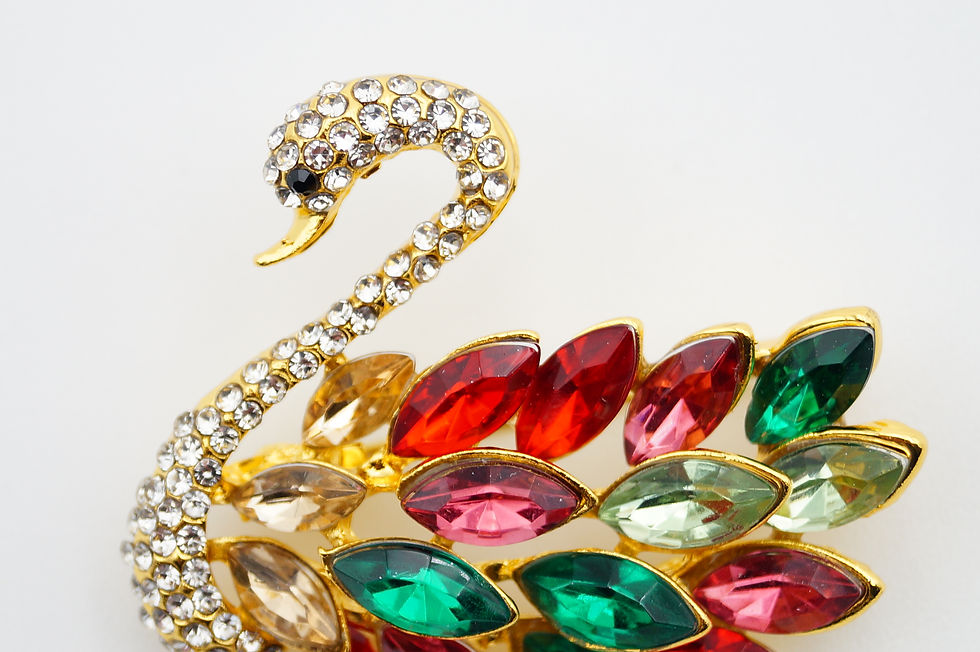 Miniaturbild: Schwan in bunt mit geschliffenen Strass-Steinen - Brosche
