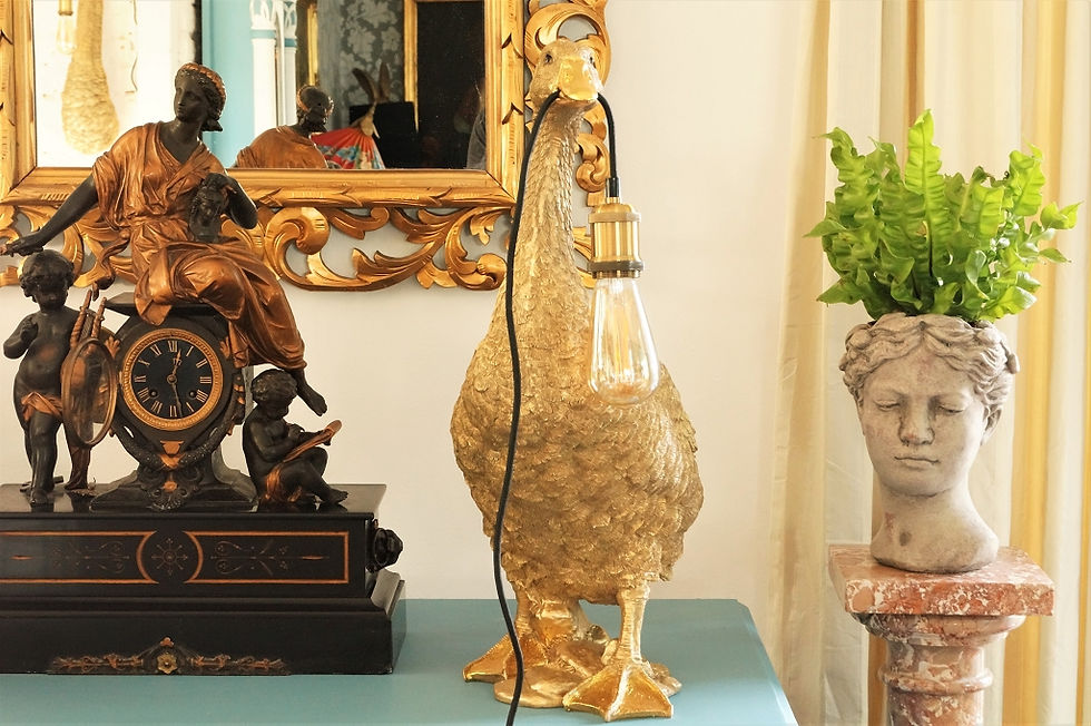 Miniaturbild: Goldene Gans – phänomenale, große Tischlampe –  ca. 62 cm