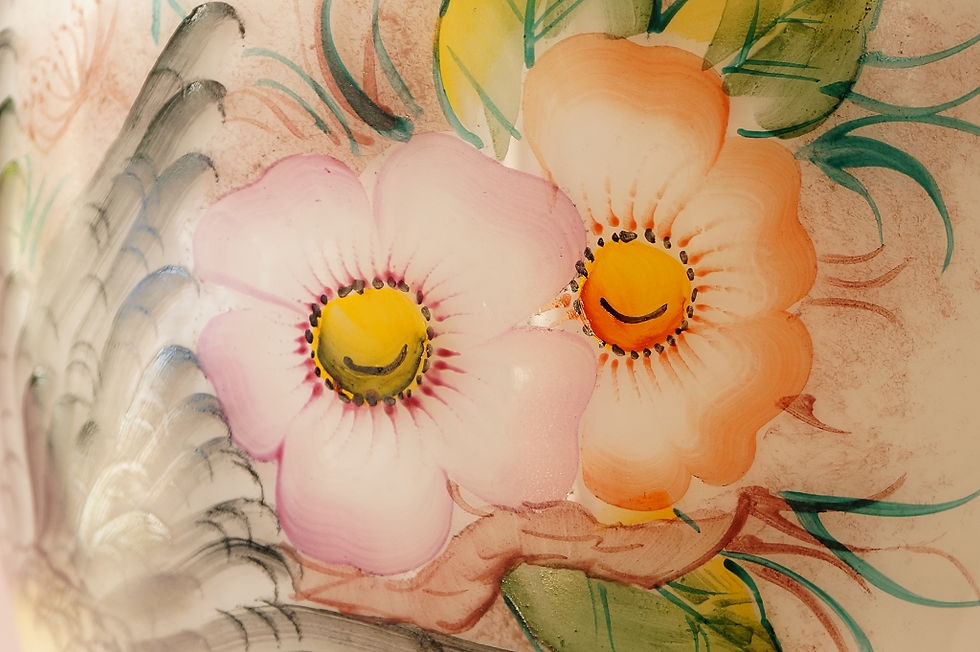 Miniaturbild: MID-CENTURY! ORIGINAL handbemalte KRYF BOHEMIAN Kristallglas