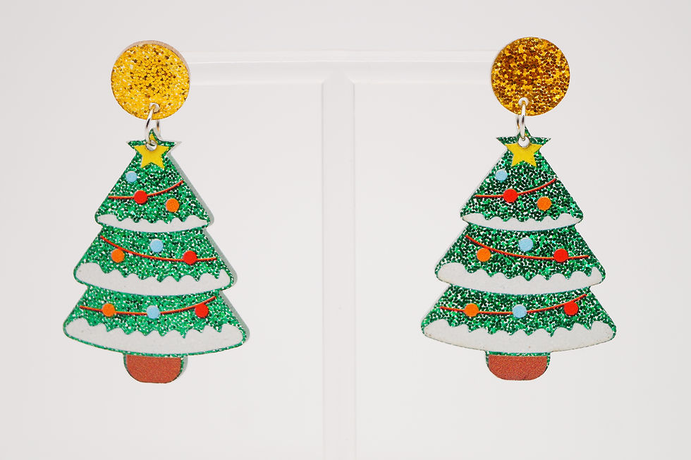 Miniaturbild: Weihnachtsbäume - Ohrringe aus leichtem Acryl