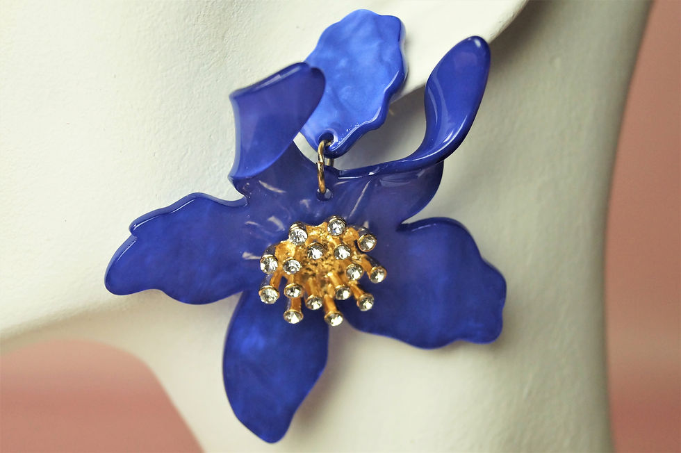 Extravagante Ohrringe aus leichtem Acryl Blüte blau