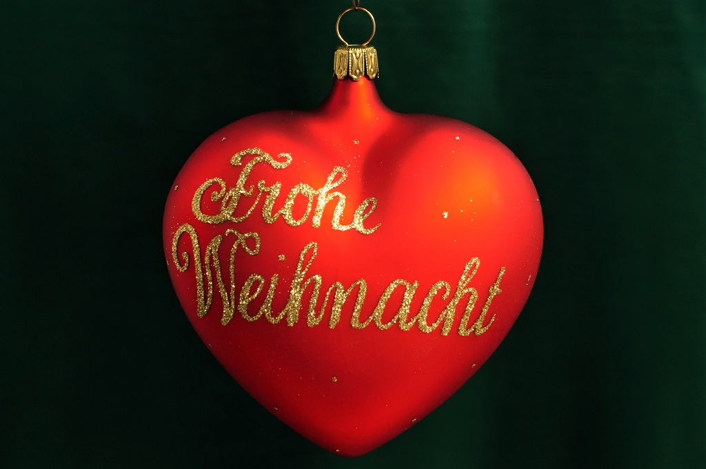 Mundgeblasener, handbemalter LAUSCHA Christbaumschmuck – Herz