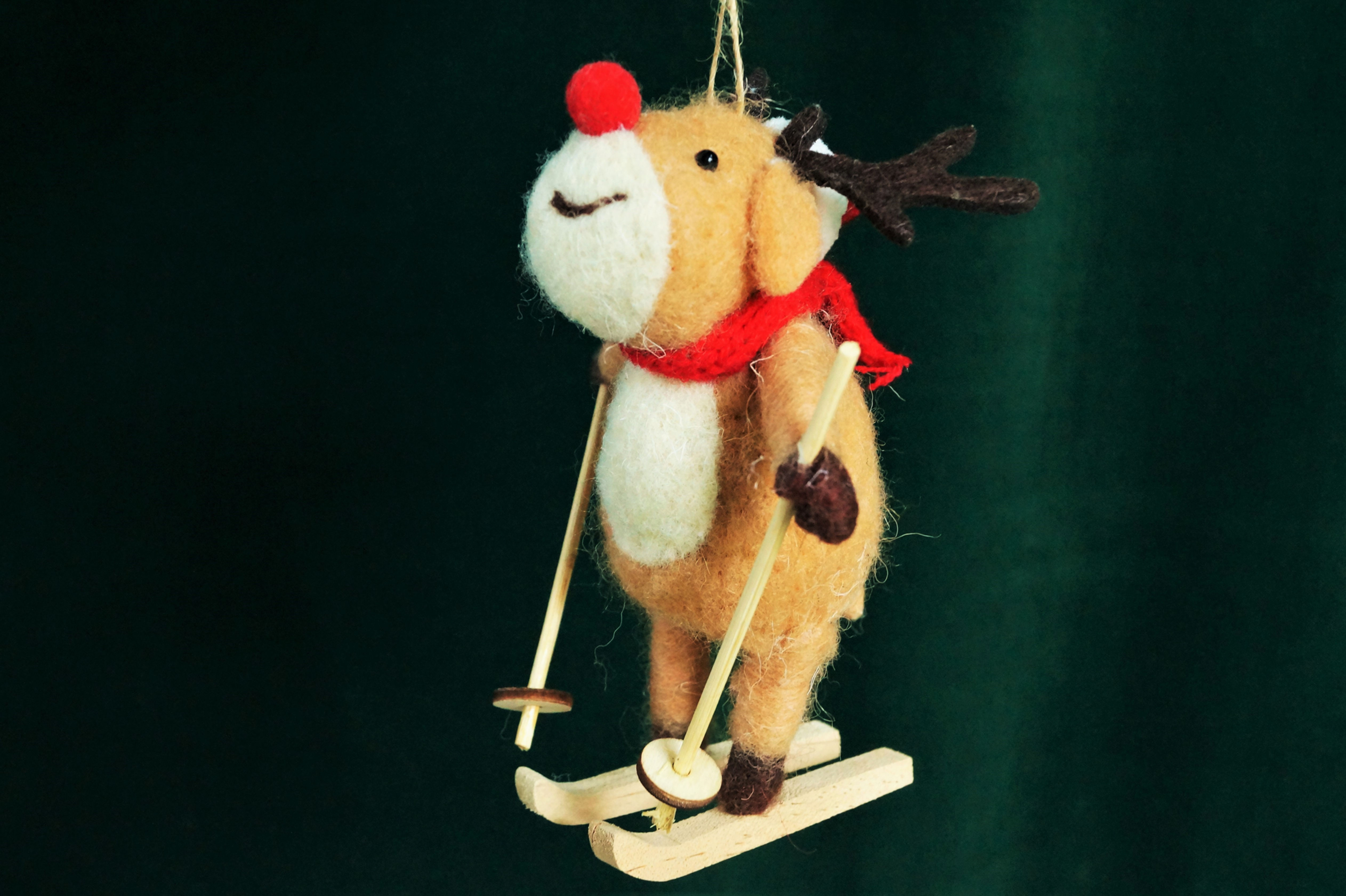Rudolph der Schifahrer - handgefilzter Christbaumschmuck