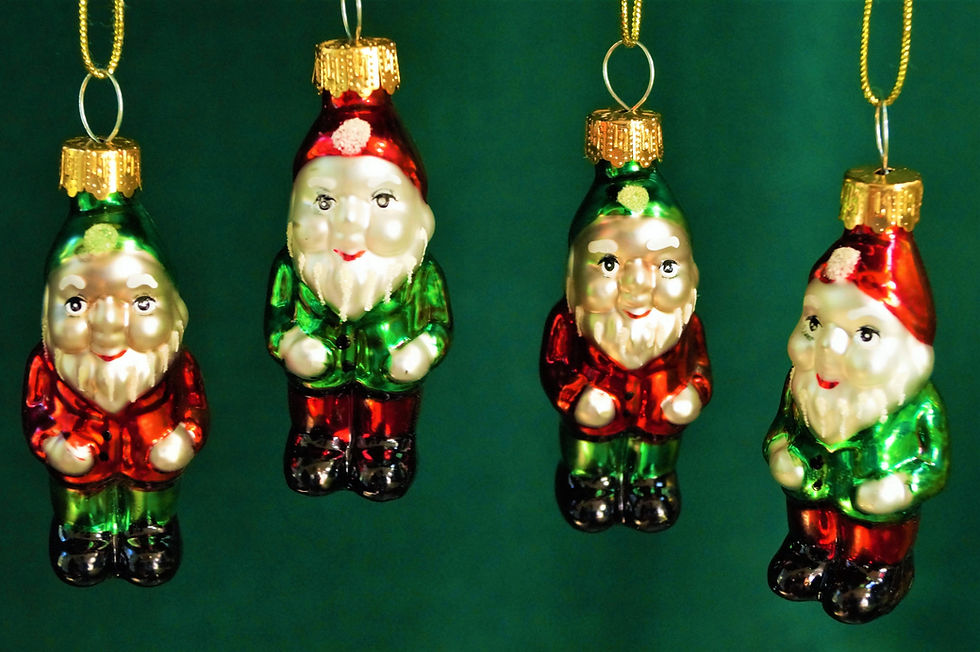 4 Gartenzwerge im Set - spektakulärer Christbaumschmuck
