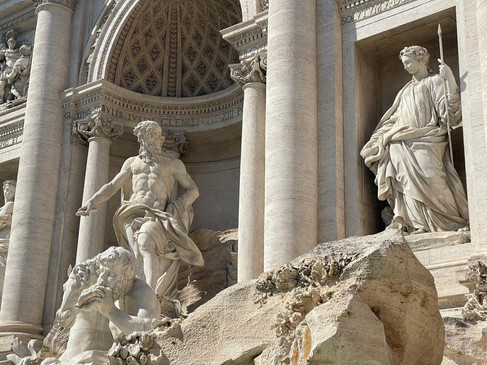 Statues on the Trevi Fountain in Rome