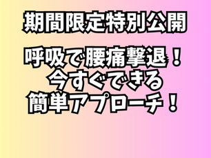 特別公開「呼吸で腰痛撃退!簡単アプローチ法」