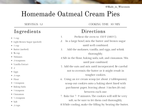 Homemade Oatmeal Cream Pies