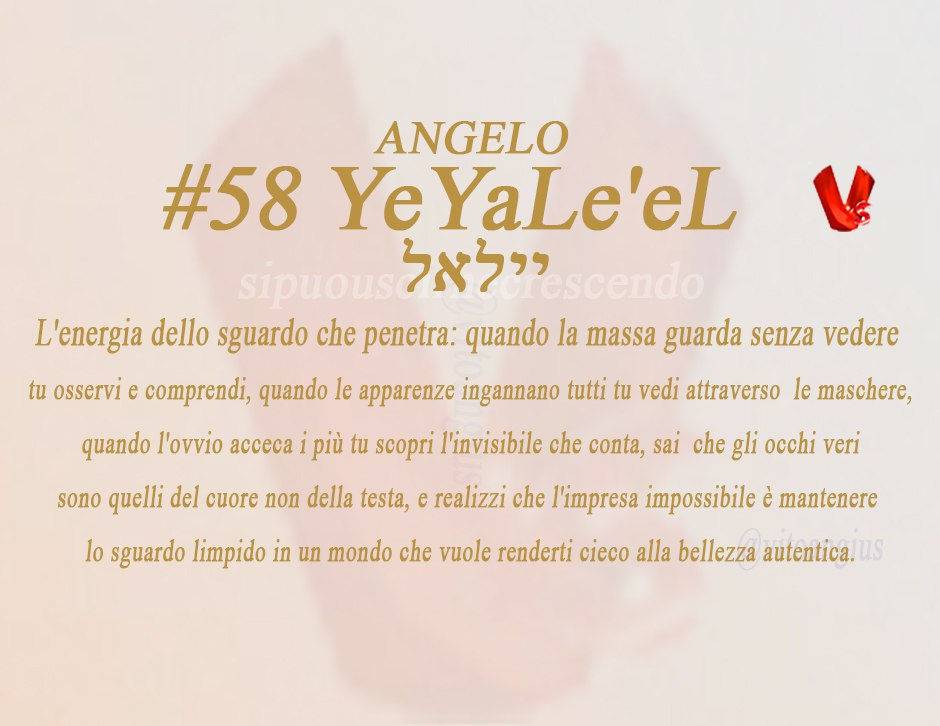 Copertina angelo 58 YeYaLe'el - L'Angelo dei tuoi occhi, L'energia dello sguardo che penetra... nella verità
