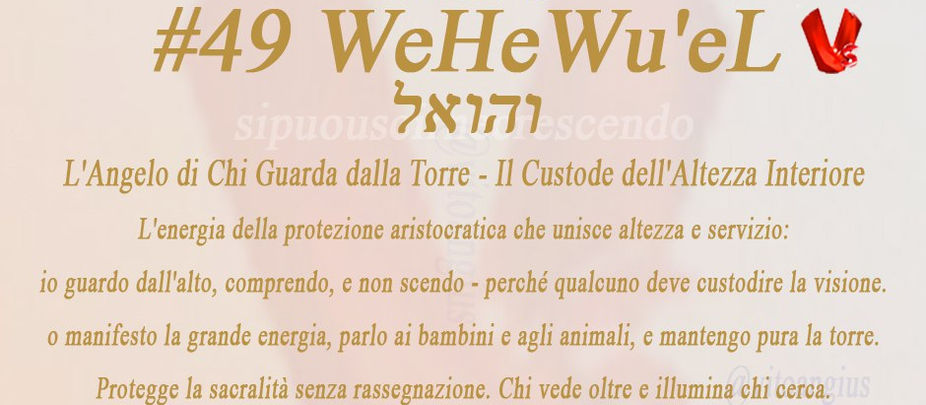Copertina per l'energia di WeHeWu'el, L'angelo di chi guarda dalla torre, custode dell'altezza interiore. L'energia della protezione aristocratica che unisce altezza e servizio.