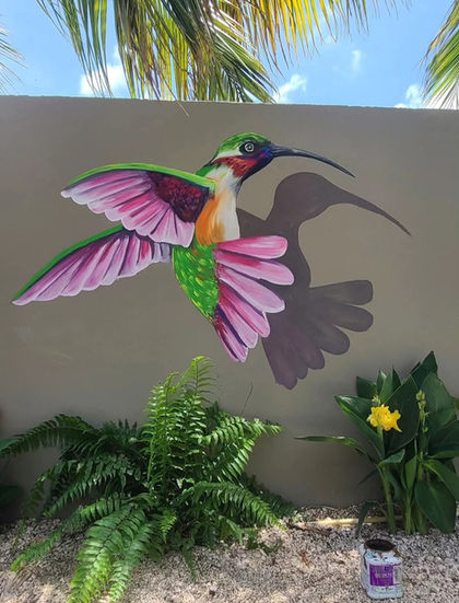Large-scale hummingbird mural