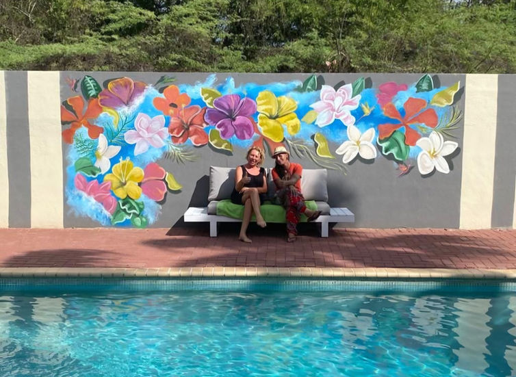 customized mural with a lot of flowers