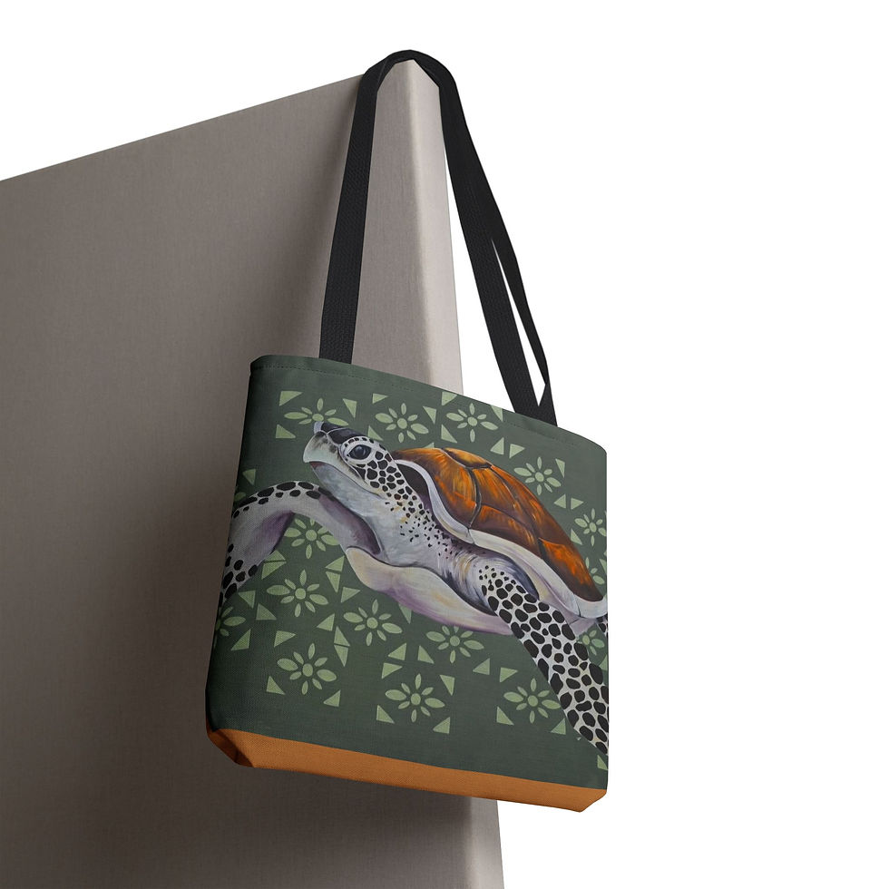 Thumbnail: Sea Turtle Illustration Tote Bag | Ocean Animal Print Tote