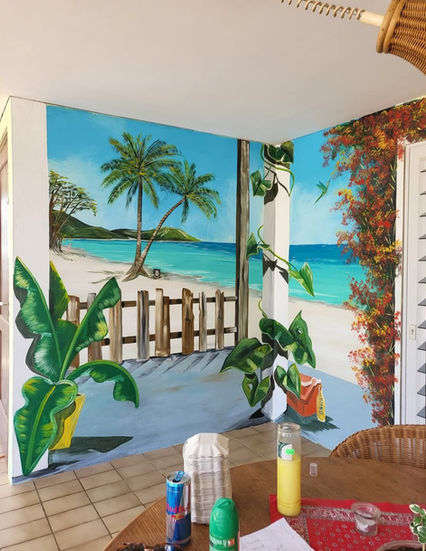 customized mural from beach view like you are standing there