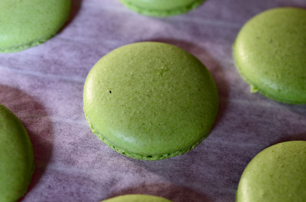 matcha flavored macaron shell