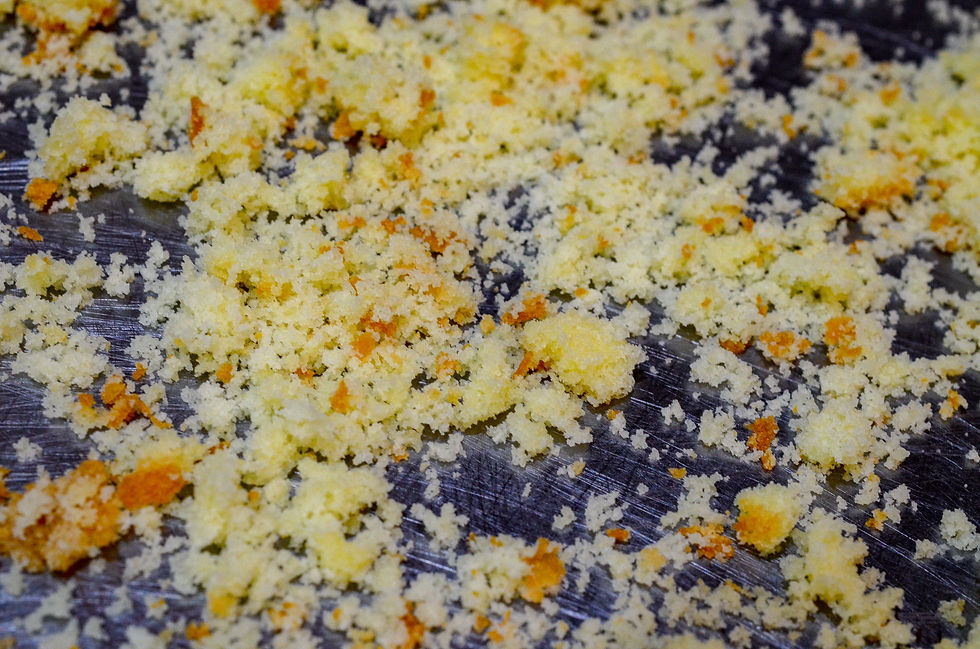 birthday cake crumbs