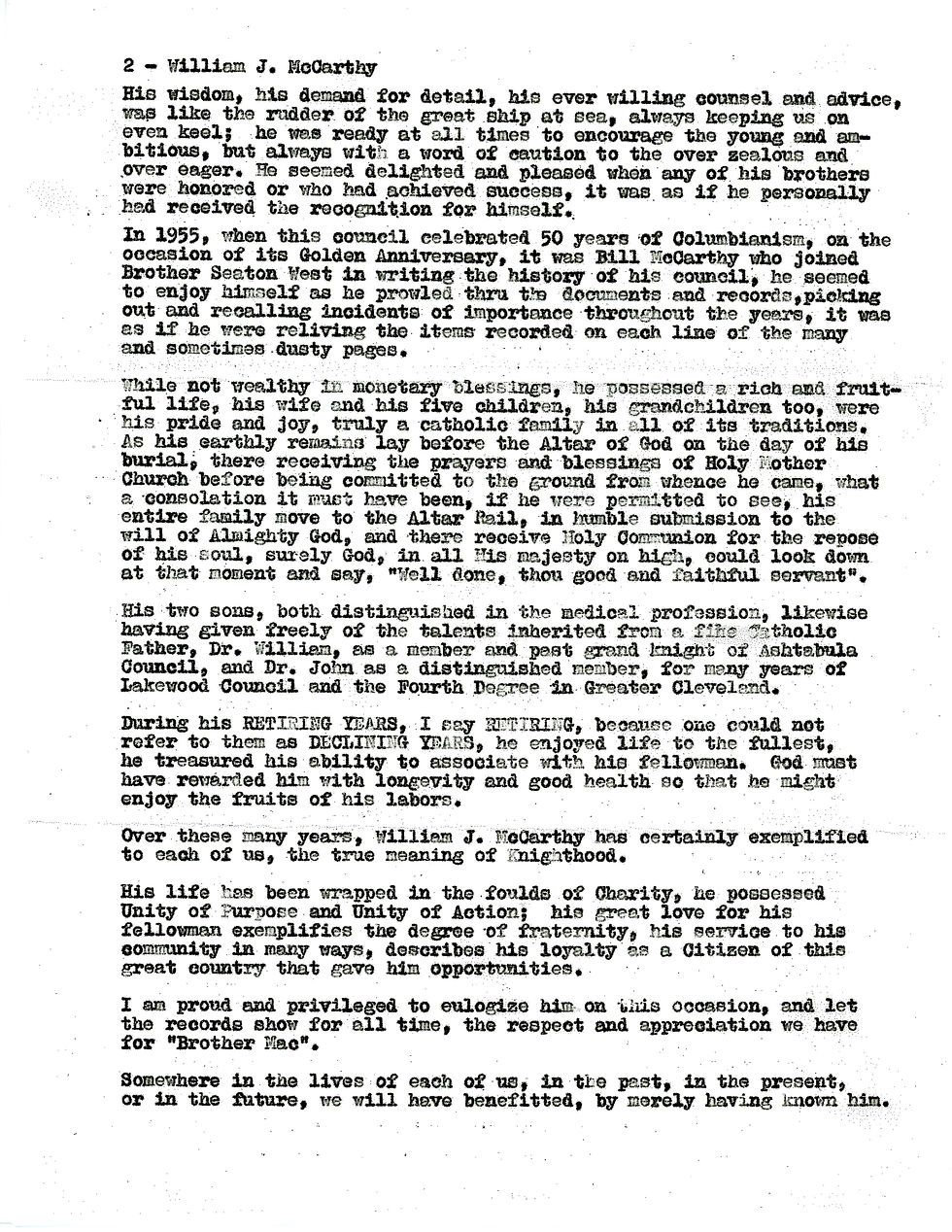 William J McCarthy eulogy Pg 2 078