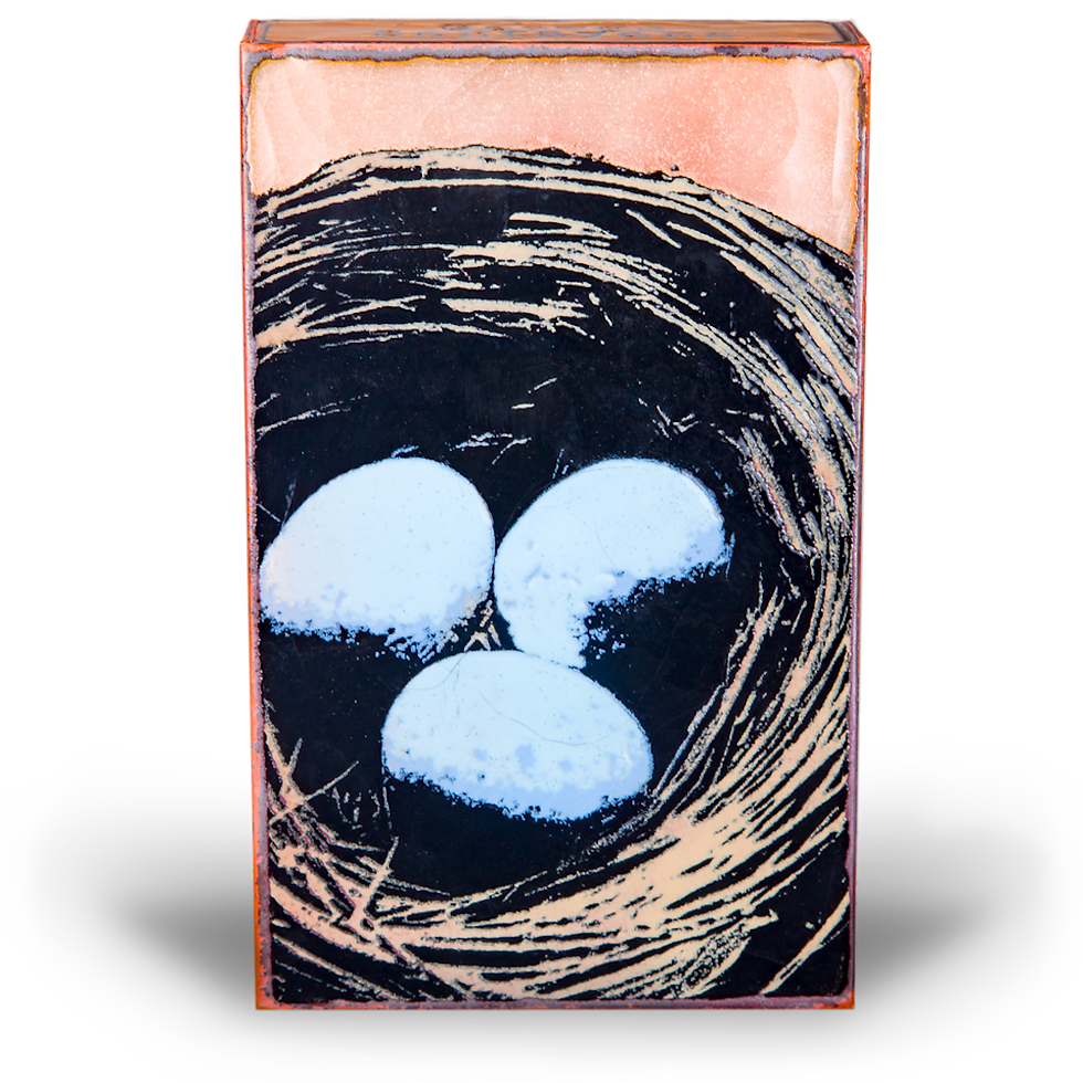 Thumbnail: Three eggs in a nest, black background with orange hue. 156 - High Maintenance