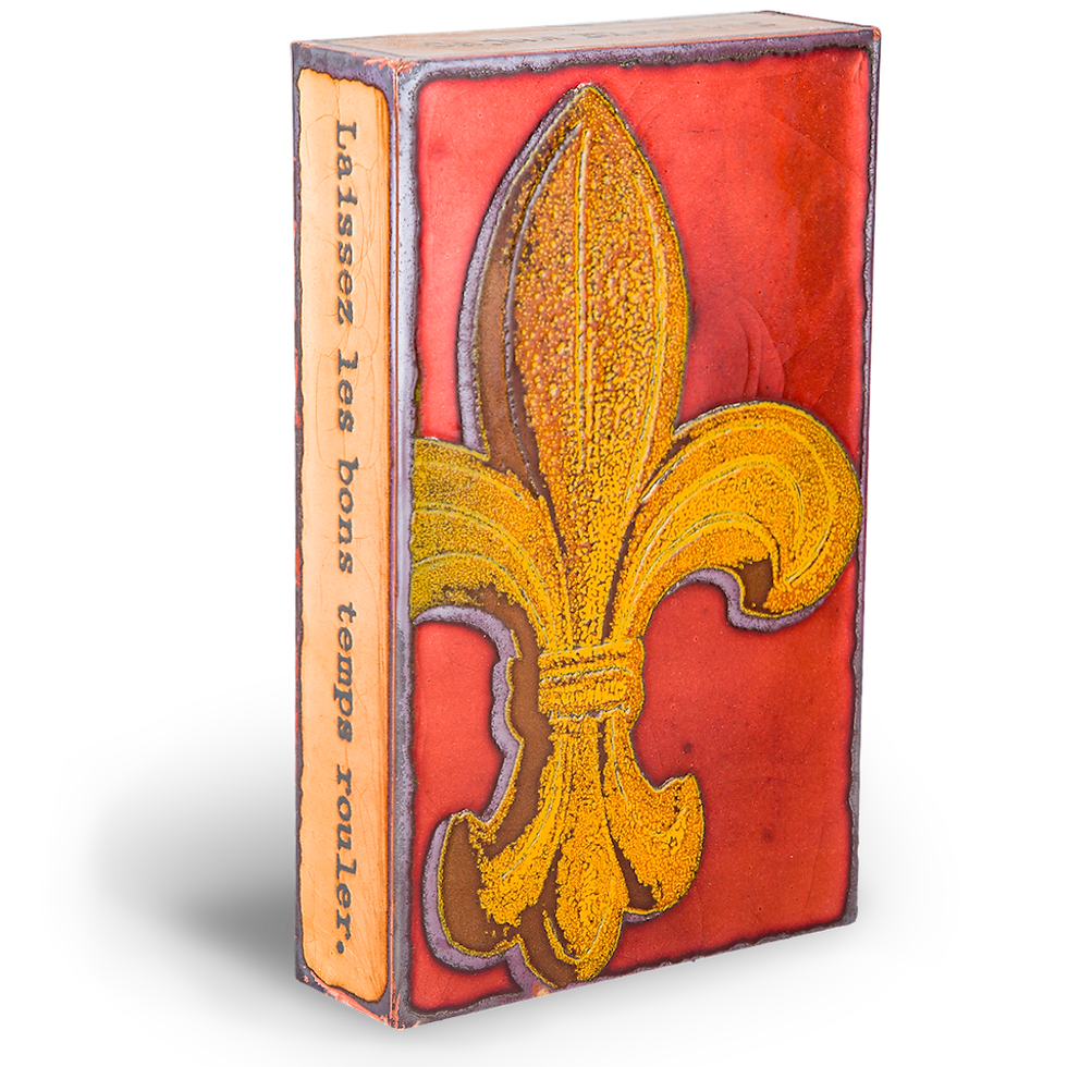 Thumbnail: A book cover with gold fleur-de-lis, and text 'Laissons les bons temps rouler'.