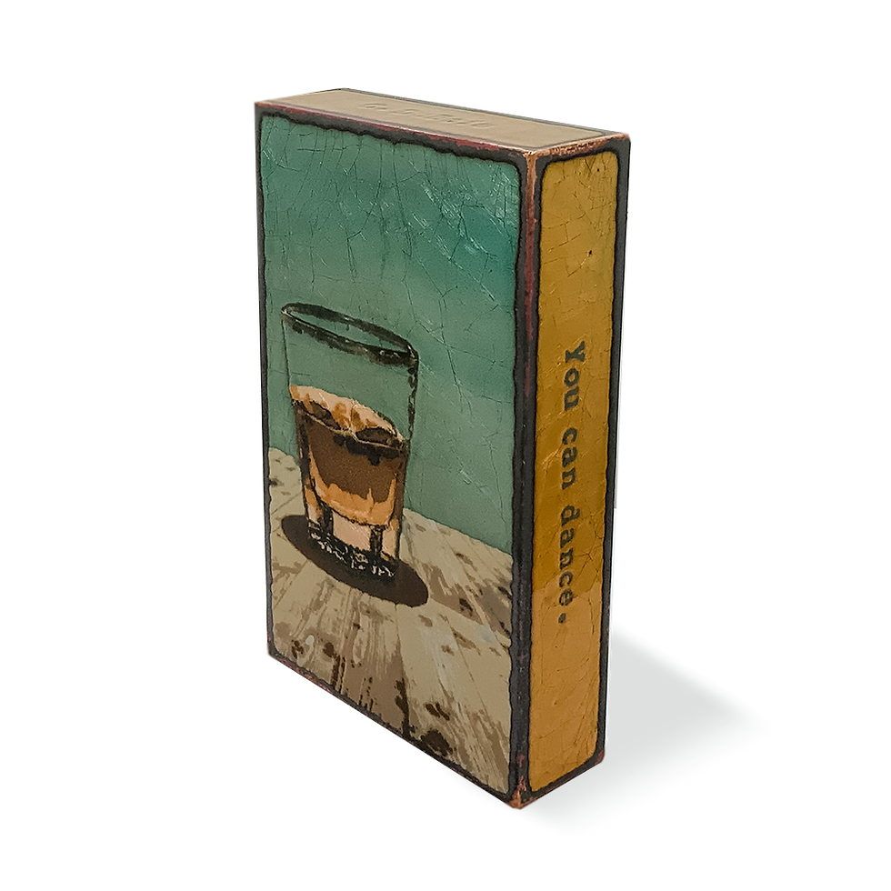 Thumbnail: Painting of a drink in a glass with text that says: You can dance.