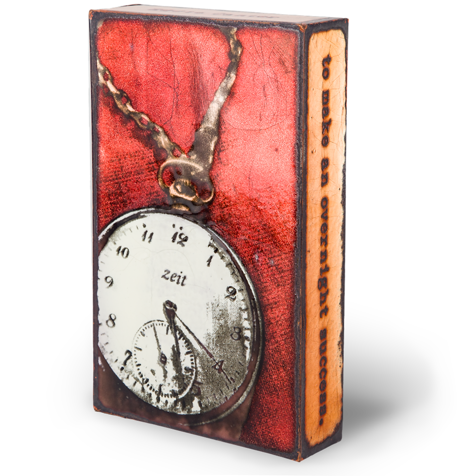 Thumbnail: Pocket watch with "zeit" and text "to make an overnight success" on red background
