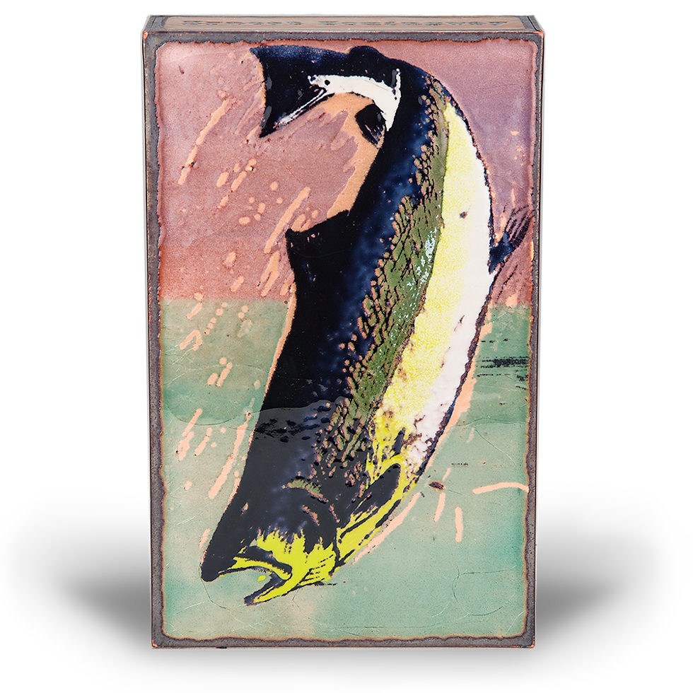 Thumbnail: Jumping fish art 195 - Incomparable, with colorful background and details inside frame.