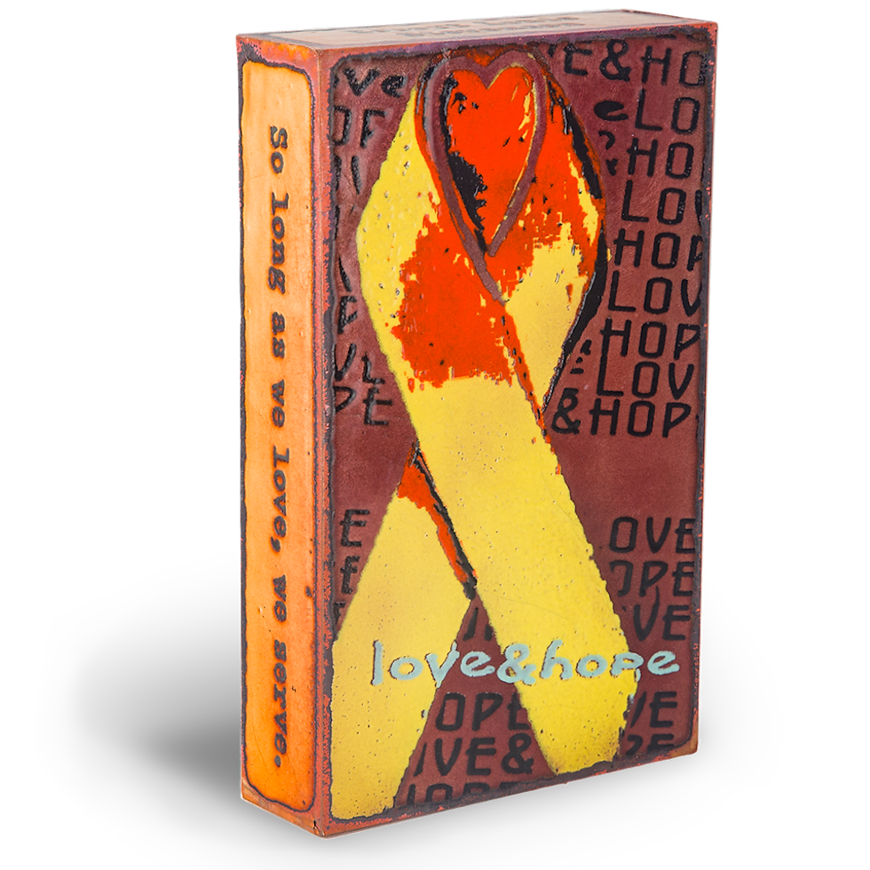 Thumbnail: Box with Love and Hope, orange ribbon, and text So long as we love