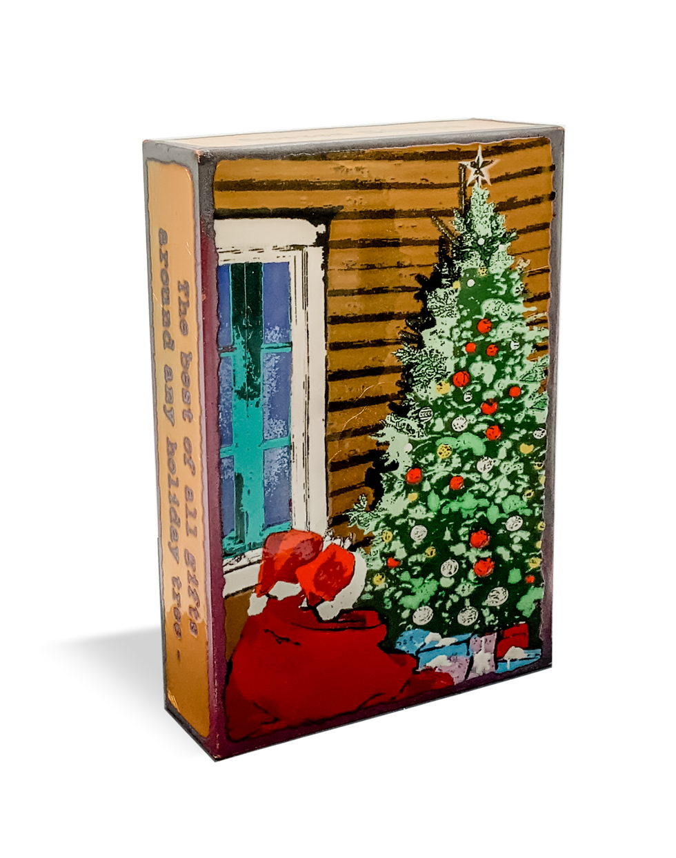 Thumbnail: Matchbox art with a Christmas tree and text 