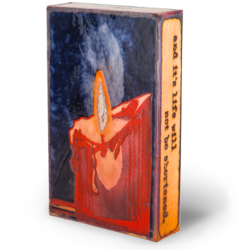 Thumbnail: Painting of candle with text: and it's life will not be shortened.