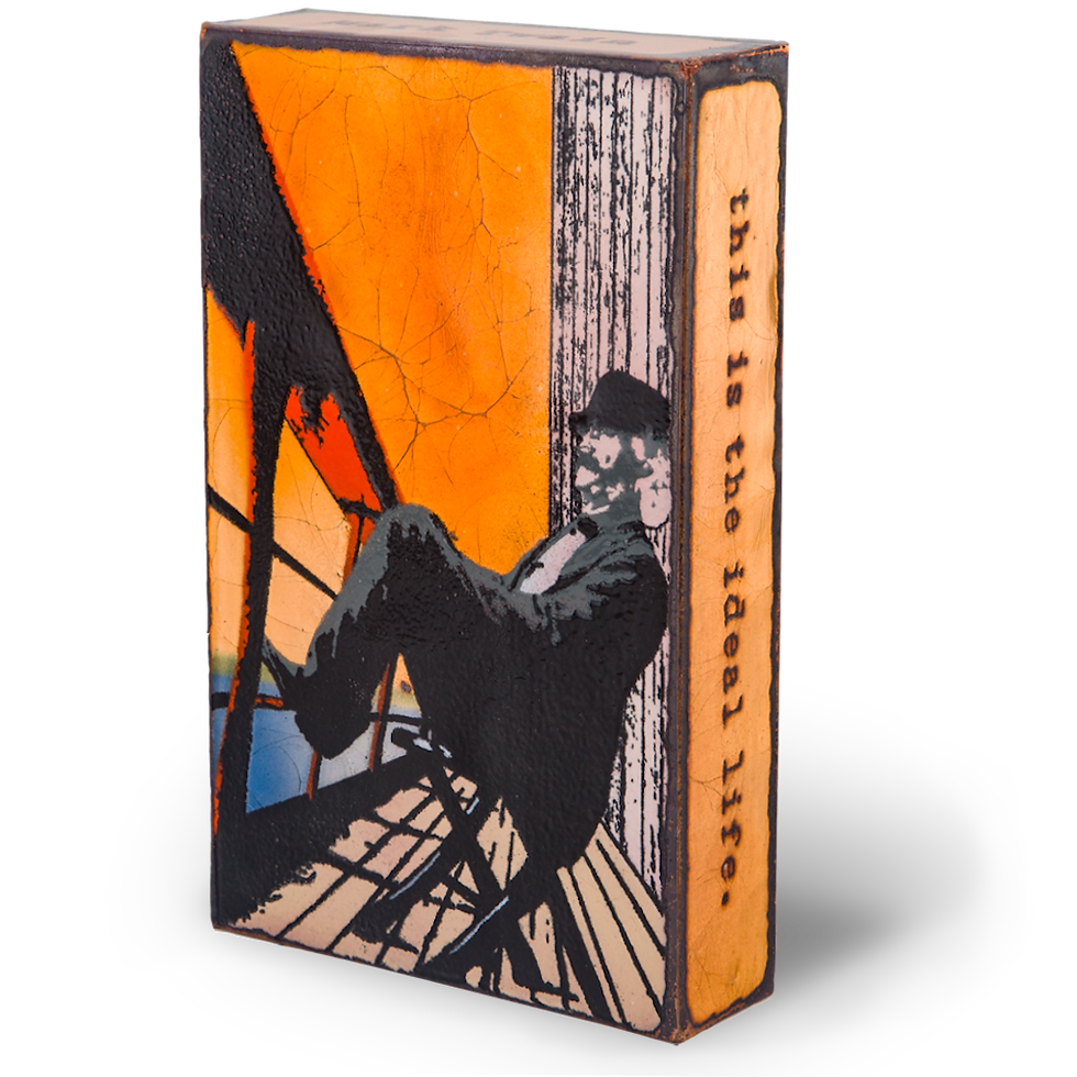 Thumbnail: Artwork of a man sitting with text: This is the ideal life.