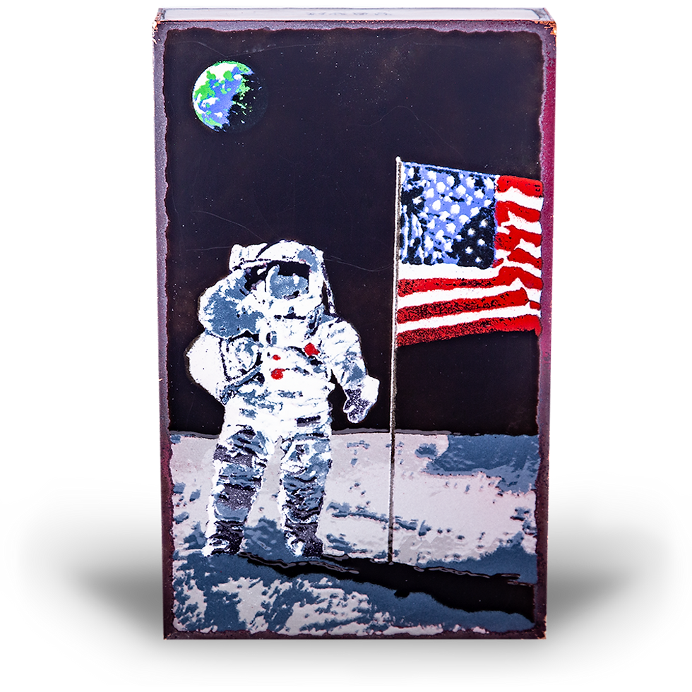 Thumbnail: Astronaut salutes American flag on the moon with the Earth in background.