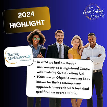 The Event School London are a Registered Centre with Training Qualificatons UK