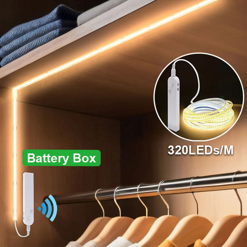 COB LED Strip Light 5V 320LEDs/m PIR Motion Sensor Flexible Self-adhesive Tape B