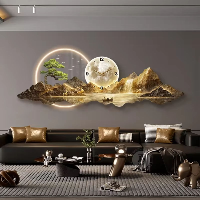 Design Luxury Wall Clocks Living Room Led Aesthetic Minimalist Wall Watch Silent