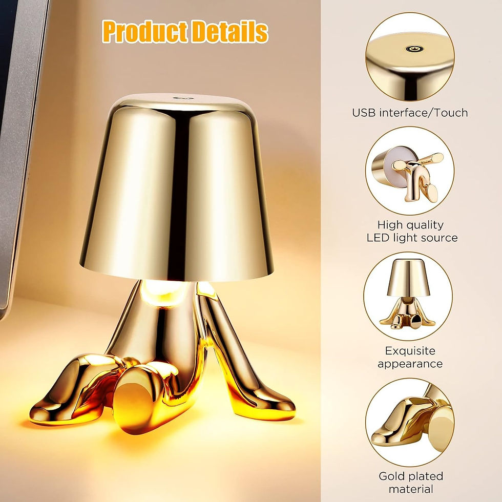 Miniatura: Bedside touch control table lamp, golden figurine decorative LED light, three-le