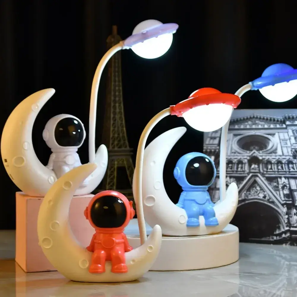 Creative Moon Astronaut Nightlight, LED Small Desk Lamp for Bedroom Decoration,