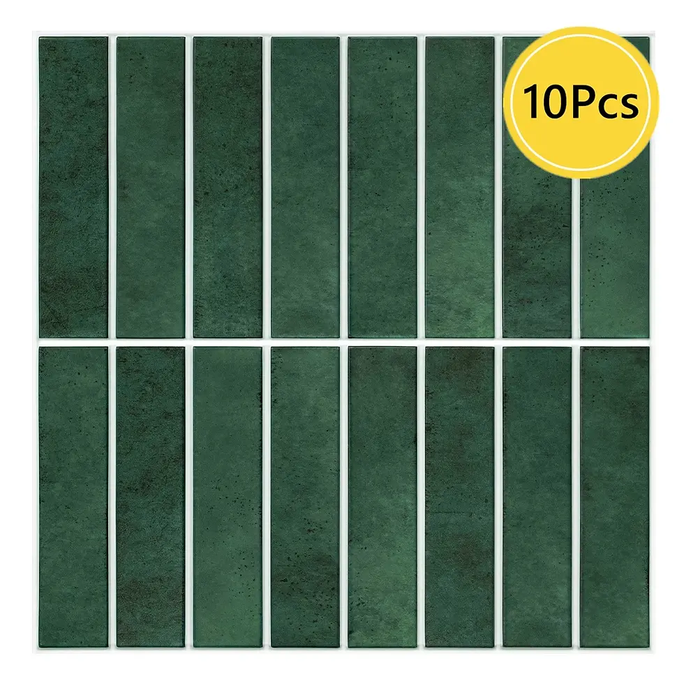 Miniatura: 1/10pcs 3D Tile Sticker Self-Adhesive Green Tile Backsplash Bathroom Wall Tile