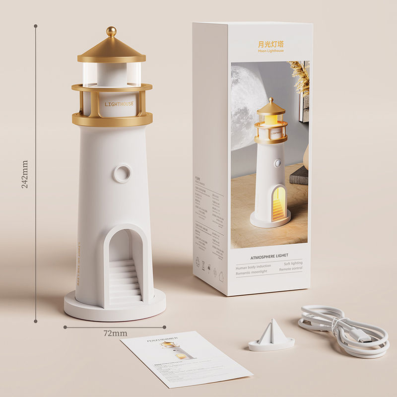Miniatura: Moon Lamp Projection Lighthouse Lamps Night Light Remote Control Bluetooth Music