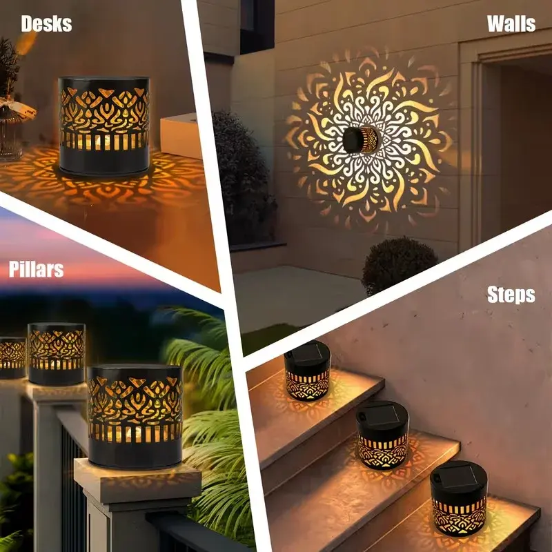 Miniatura: 1/2Pcs Solar-Powered Datura Lantern Light Wall Lamp Outdoor Garden Patio Walkway