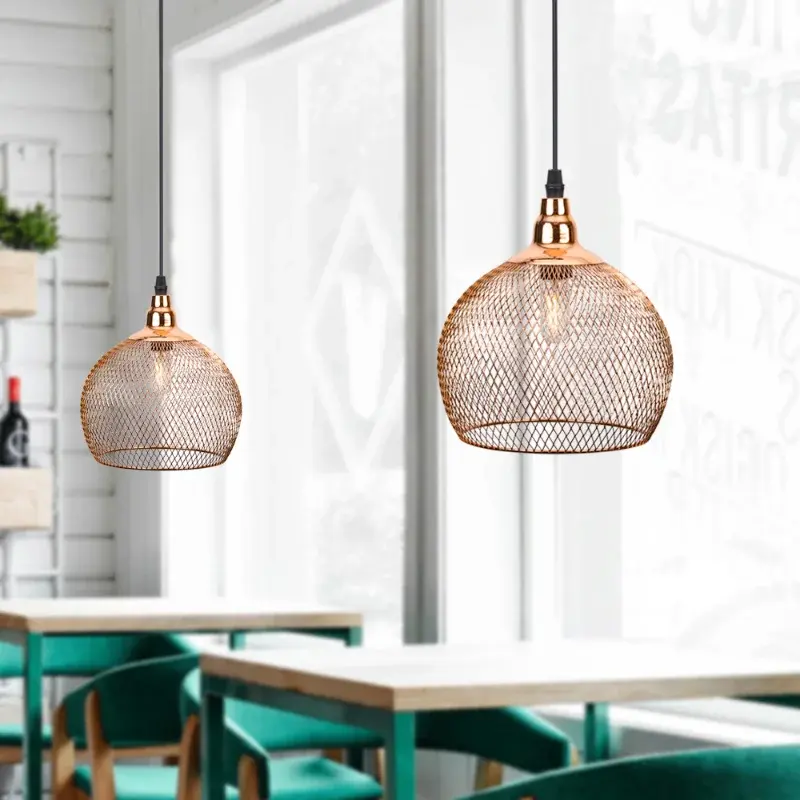Miniatura: Lustre Pendente Aramado Geométrico Duo-Tone