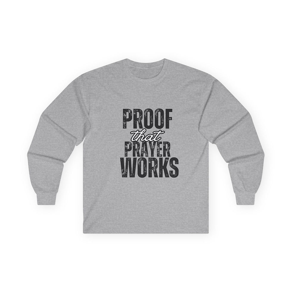 Thumbnail: Prayer Works Long Sleeve Tee — "Proof That Prayer Works"Christian Shirt