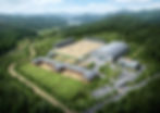 산지에 조성된 승마장 조감도와 실내승마장·야외마장·마사 및 방목장 3D 이미지