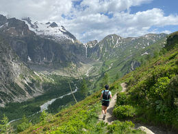 a girl running around the Mont Blanc