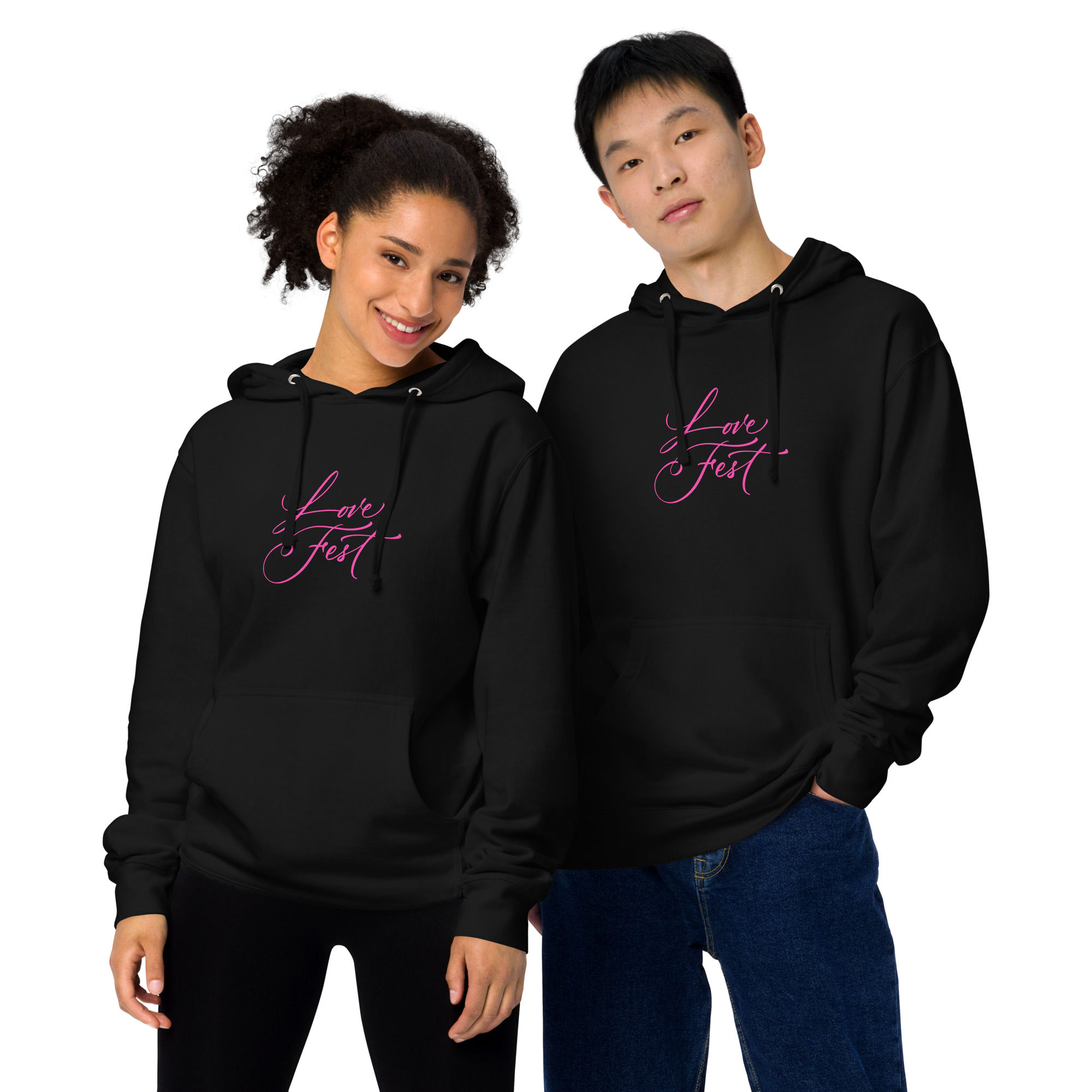Unisex midweight hoodie Pink print