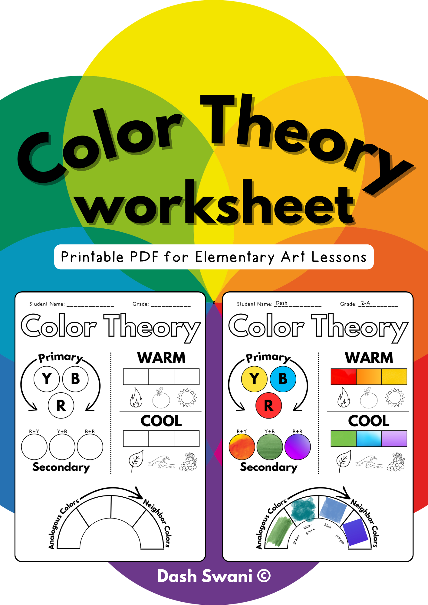 Color Theory Worksheet | Printable PDF for Elementary Art Lessons