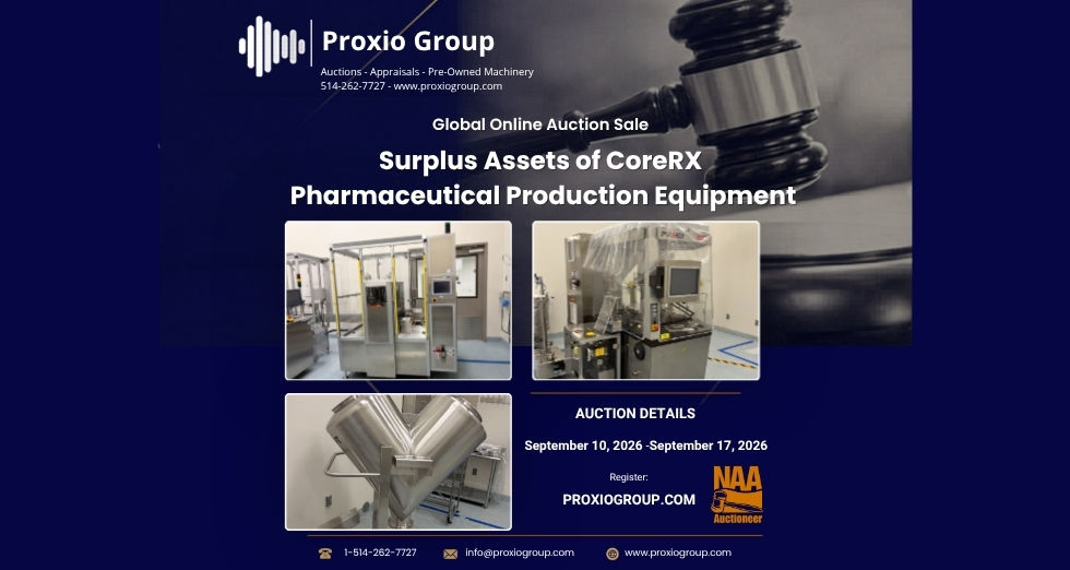 SUPLUS ASSETS OF CoreRX - PHARMACEUTICAL PRODUCTION EQUIPMENT